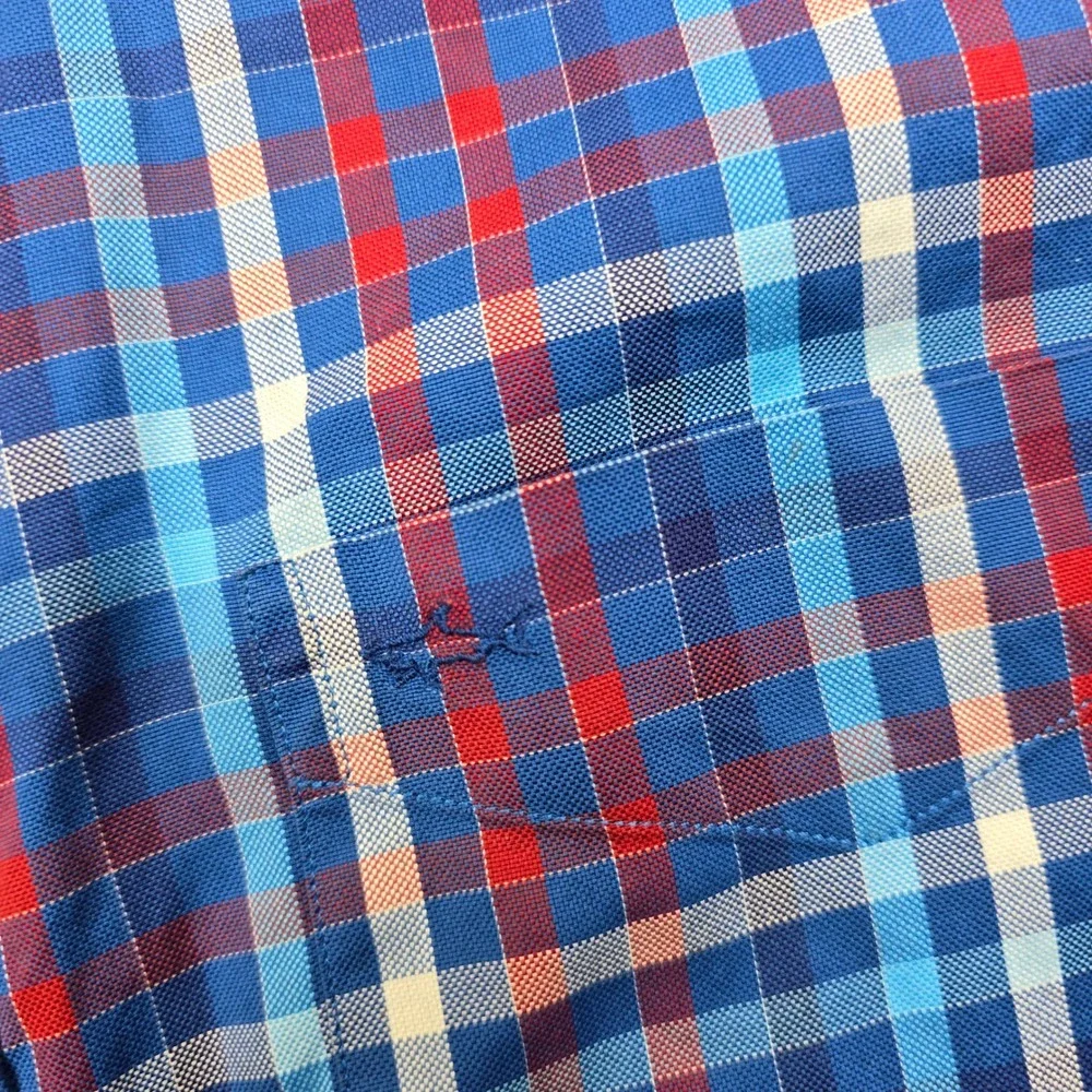 Paul & Shark Yachting Shirt Mens 42 Large Blue Red Plaid Long‎ Sleeve Italy Made